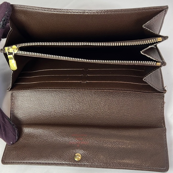 Auth Louis Vuitton Damier Ebene Sarah Long Wallet - Picture 11 of 16